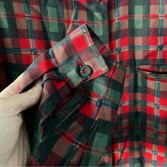 Vintage Talbots perfect plaid collarless button-down blouse size large L - Picture 3 of 7